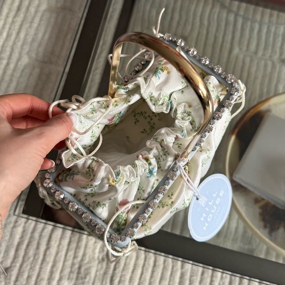 NWT Hill House One Of A Kind Floral Satin Handmade Bejeweled Decorative Basket - Picture 4 of 7